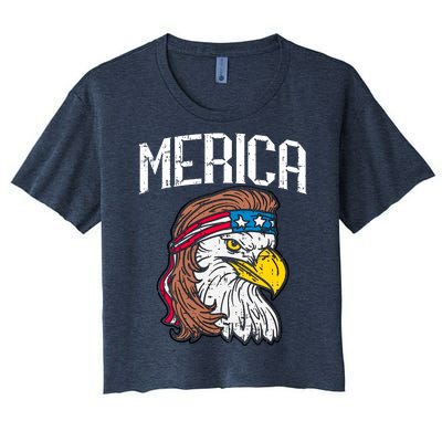 Merica Vintage Patriotic Bald Eagle Women's Crop Top Tee