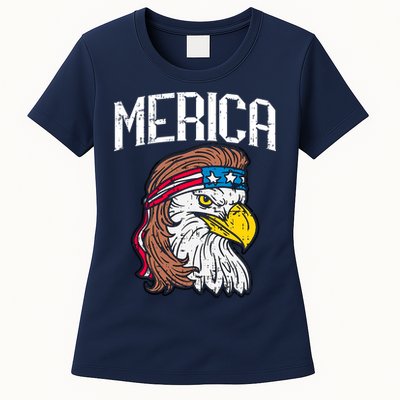 Merica Vintage Patriotic Bald Eagle Womens T-Shirt