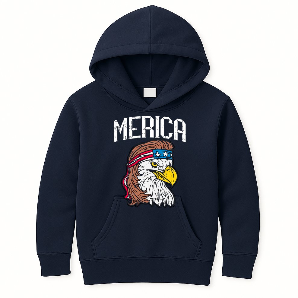 Merica Vintage Patriotic Bald Eagle Kids Hoodie