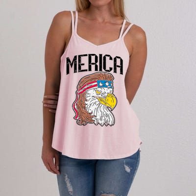 Merica Vintage Patriotic Bald Eagle Women's Strappy Tank