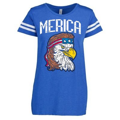 Merica Vintage Patriotic Bald Eagle Enza Ladies Jersey Football T-Shirt