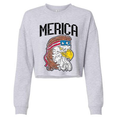 Merica Vintage Patriotic Bald Eagle Cropped Pullover Crew