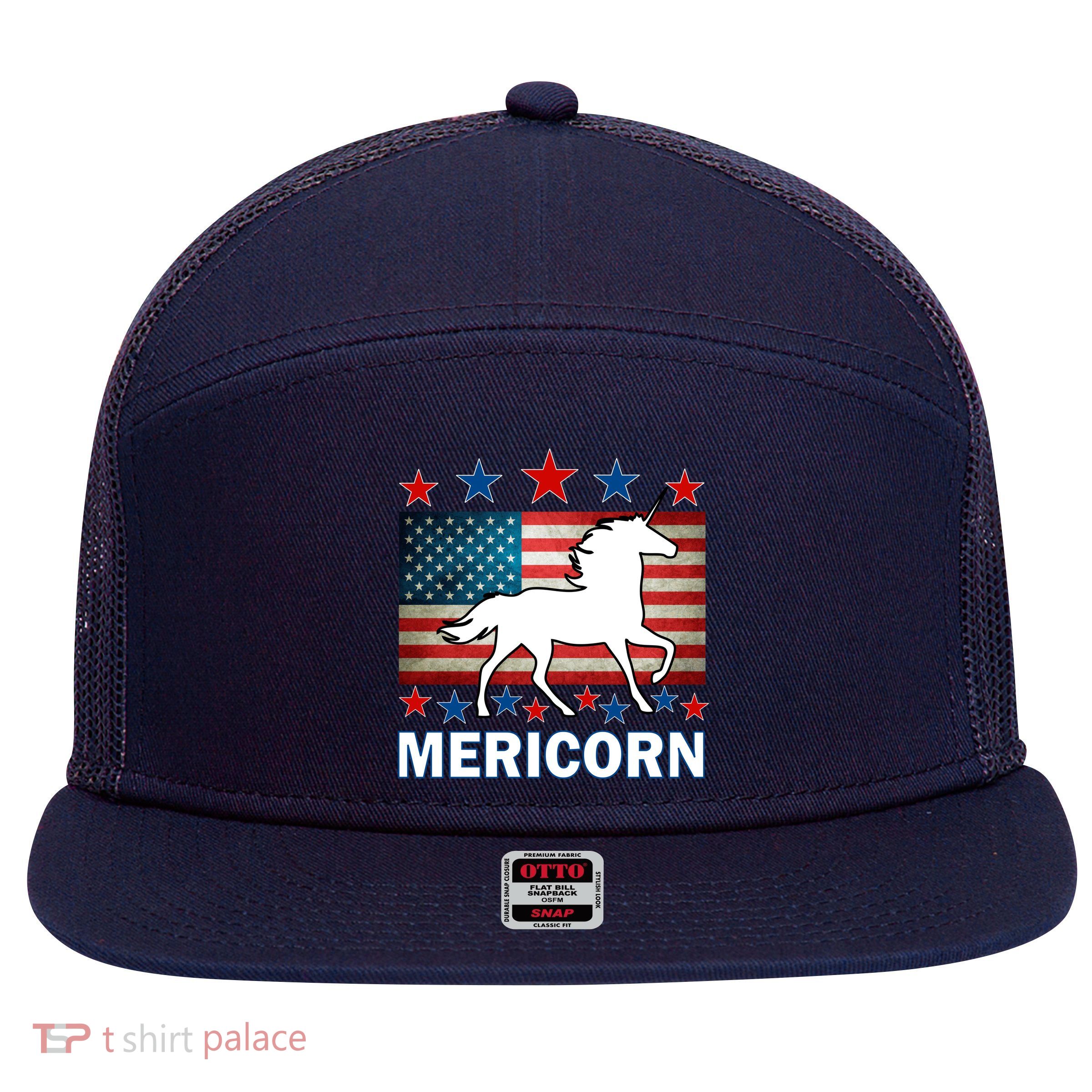 Mericorn American Unircorn 7 Panel Mesh Trucker Snapback Hat