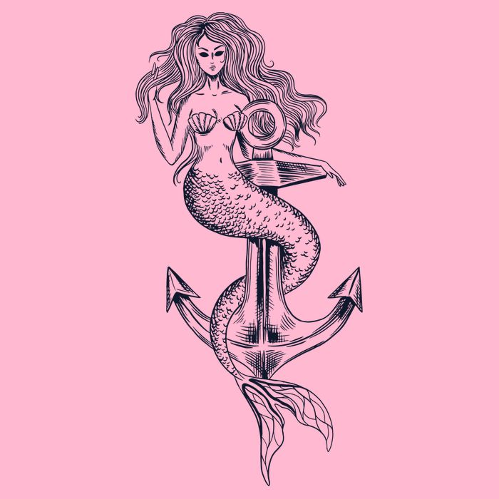 Mermaid Anchor Womens T-Shirt