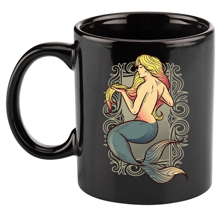 Mermaid Illustration 11oz C Handle Ceramic Mug