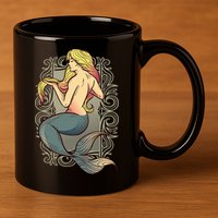 Mermaid Illustration 11oz C Handle Ceramic Mug