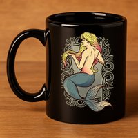 Mermaid Illustration 11oz C Handle Ceramic Mug