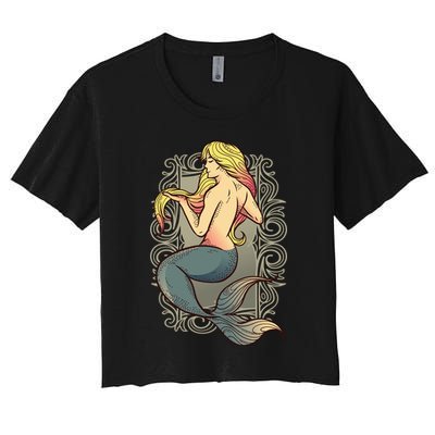 Mermaid Illustration Crop Top