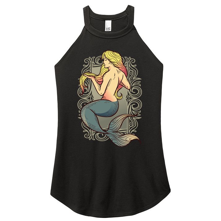 Mermaid Illustration Women's Perfect Tri Rocker Tank