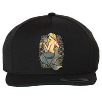 Mermaid Illustration Wool Snapback Cap