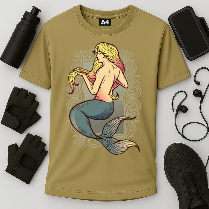 Mermaid Illustration Cooling Performance Crew T-Shirt