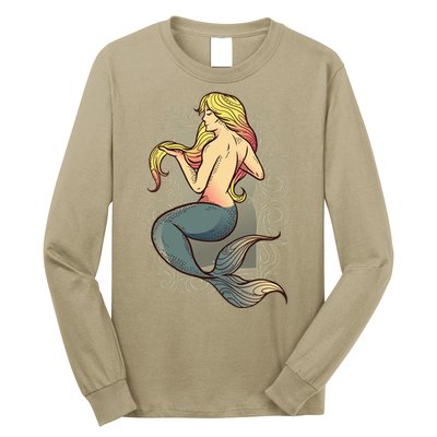 Mermaid Illustration Long Sleeve Shirt
