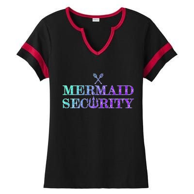 Mermaid Security Funny Ladies Halftime Notch Neck Tee