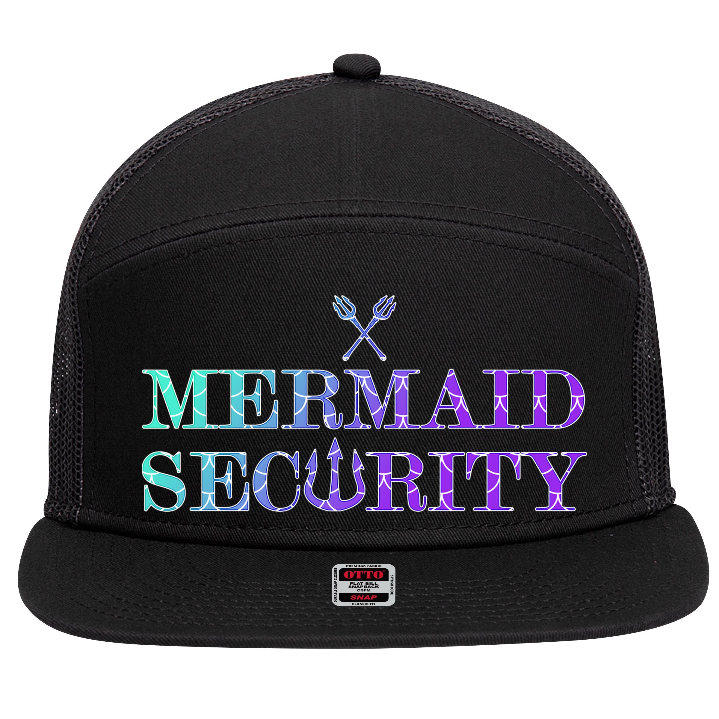 Mermaid Security Funny 7 Panel Mesh Trucker Snapback Hat