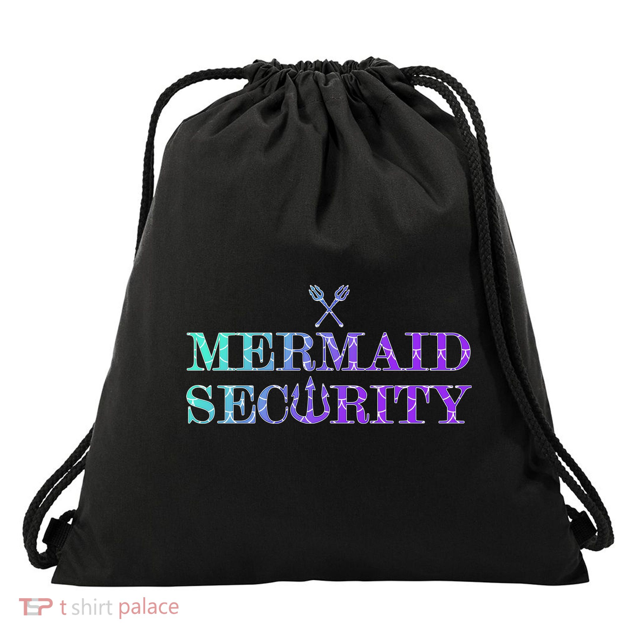 Mermaid Security Funny Drawstring Bag