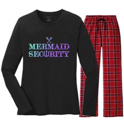 Mermaid Security Funny Women's Long Sleeve Flannel Pajama Set 