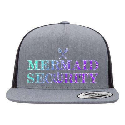 Mermaid Security Funny Flat Bill Trucker Hat