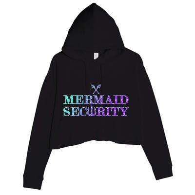 Mermaid Security Funny Crop Fleece Hoodie