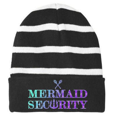 Mermaid Security Funny Striped Beanie with Solid Band