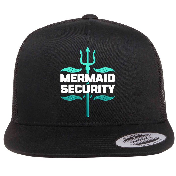 Mermaid Security Trident Flat Bill Trucker Hat