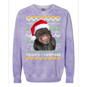 Merry Chimpmas Monkey Ugly Christmas Sweater Colorblast Crewneck Sweatshirt