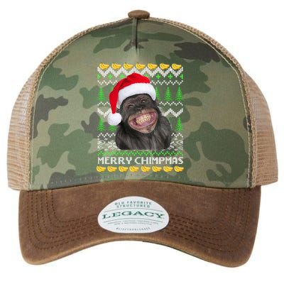 Merry Chimpmas Monkey Ugly Christmas Sweater Legacy Tie Dye Trucker Hat