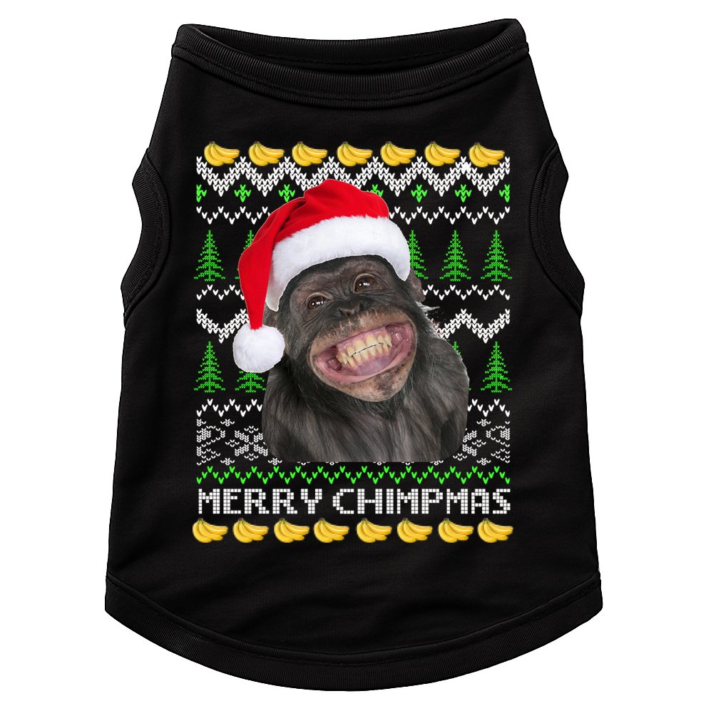 Merry Chimpmas Monkey Ugly Christmas Sweater Doggie Tank