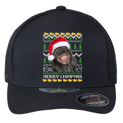 Merry Chimpmas Monkey Ugly Christmas Sweater Flexfit Unipanel Trucker Cap