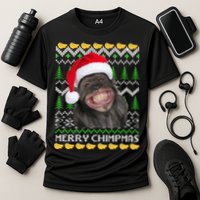 Merry Chimpmas Monkey Ugly Christmas Sweater Cooling Performance Crew T-Shirt