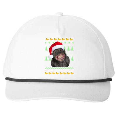 Merry Chimpmas Monkey Ugly Christmas Sweater Snapback Five-Panel Rope Hat