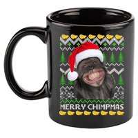 Merry Chimpmas Monkey Ugly Christmas Sweater 11oz C Handle Ceramic Mug