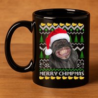 Merry Chimpmas Monkey Ugly Christmas Sweater 11oz C Handle Ceramic Mug