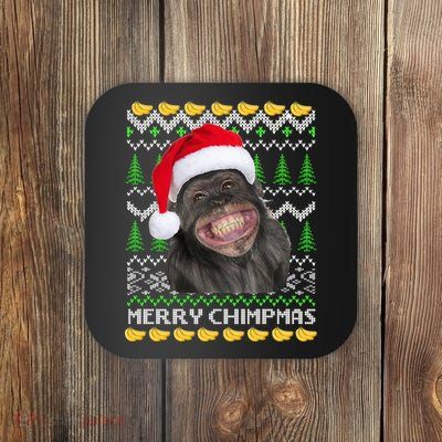 Merry Chimpmas Monkey Ugly Christmas Sweater Coaster