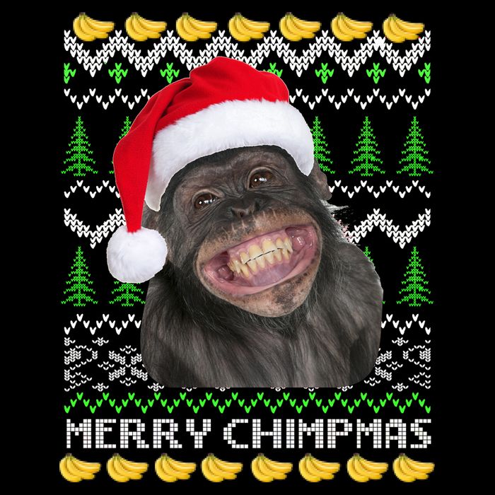 Merry Chimpmas Monkey Ugly Christmas Sweater Flatbill Hat