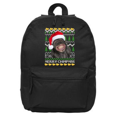 Merry Chimpmas Monkey Ugly Christmas Sweater 16 in Basic Backpack
