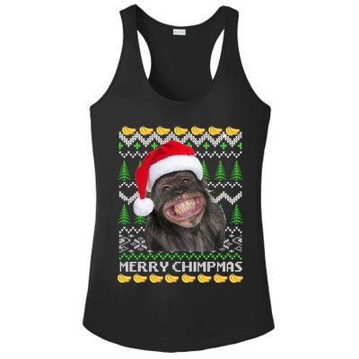 Merry Chimpmas Monkey Ugly Christmas Sweater Ladies PosiCharge Competitor Racerback Tank