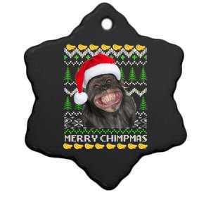 Merry Chimpmas Monkey Ugly Christmas Sweater Ceramic Star Ornament