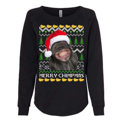 Merry Chimpmas Monkey Ugly Christmas Sweater Womens California Wash Sweatshirt