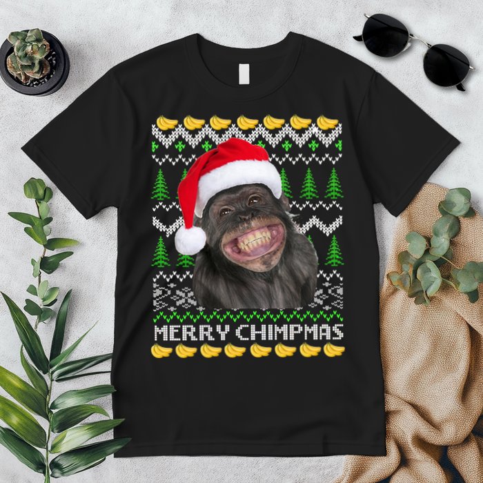 Merry Chimpmas Monkey Ugly Christmas Sweater Premium T-Shirt