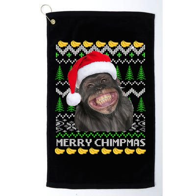 Merry Chimpmas Monkey Ugly Christmas Sweater Golf Towel