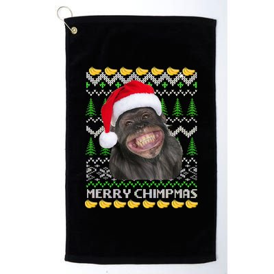 Merry Chimpmas Monkey Ugly Christmas Sweater Platinum Collection Golf Towel