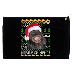 Merry Chimpmas Monkey Ugly Christmas Sweater Grommeted Golf Towel