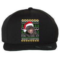 Merry Chimpmas Monkey Ugly Christmas Sweater Wool Snapback Cap