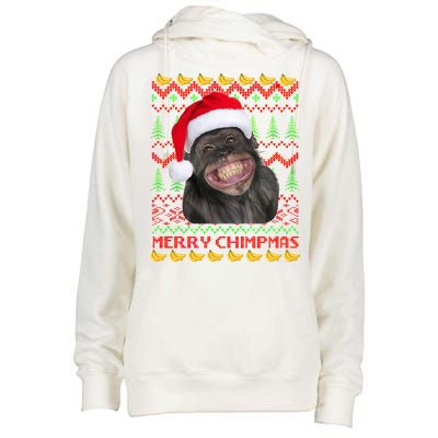 Merry Chimpmas Monkey Ugly Christmas Sweater Womens Funnel Neck Pullover Hood