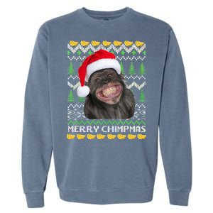 Merry Chimpmas Monkey Ugly Christmas Sweater Garment-Dyed Sweatshirt