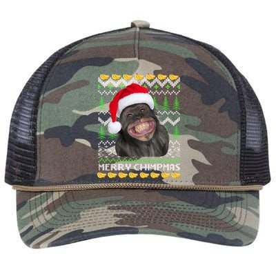 Merry Chimpmas Monkey Ugly Christmas Sweater Retro Rope Trucker Hat Cap