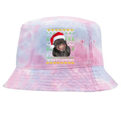 Merry Chimpmas Monkey Ugly Christmas Sweater Tie-Dyed Bucket Hat