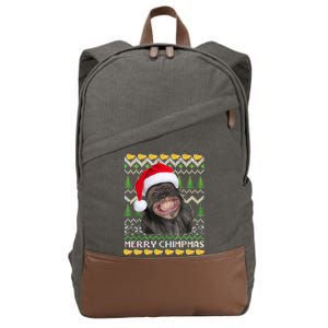 Merry Chimpmas Monkey Ugly Christmas Sweater Cotton Canvas Backpack