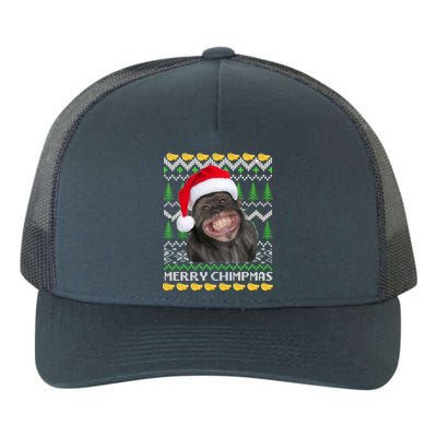 Merry Chimpmas Monkey Ugly Christmas Sweater Yupoong Adult 5-Panel Trucker Hat