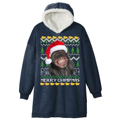 Merry Chimpmas Monkey Ugly Christmas Sweater Hooded Wearable Blanket